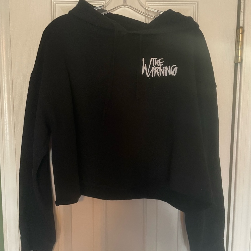 “The Warning” Women’s Black cropped hoodie